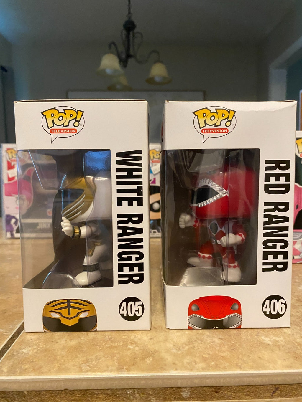 Funko Pop! Mighty Morphin Power Rangers Set #405 thru #408 with Soft Protectors