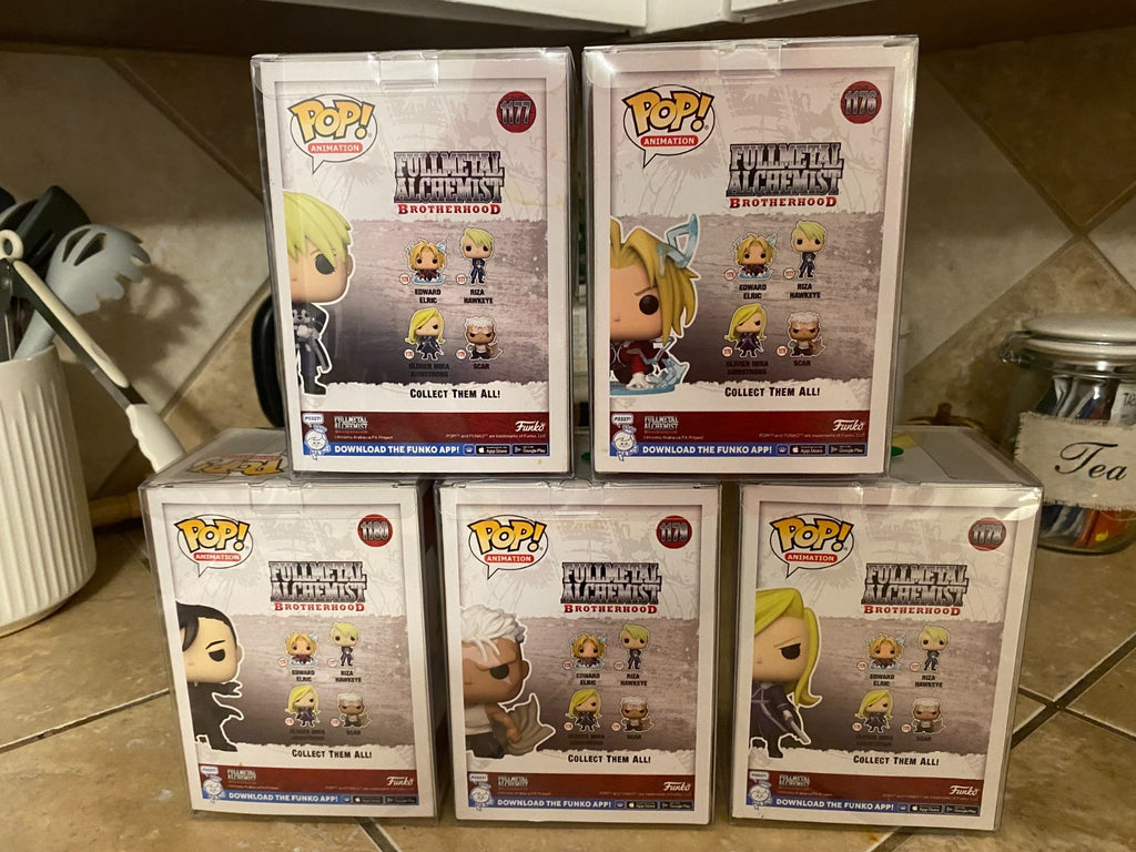Funko Pop! Full Metal Alchemist/Brotherhood Set #1176 thru #1180 w Protectors