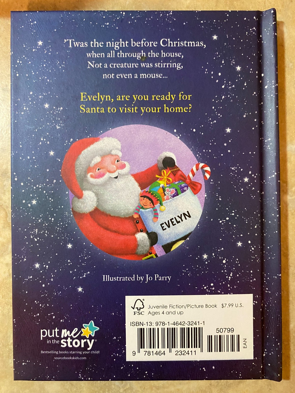 'Twas The Night Before Christmas Hardcover Book Personalized Name (Evelyn)