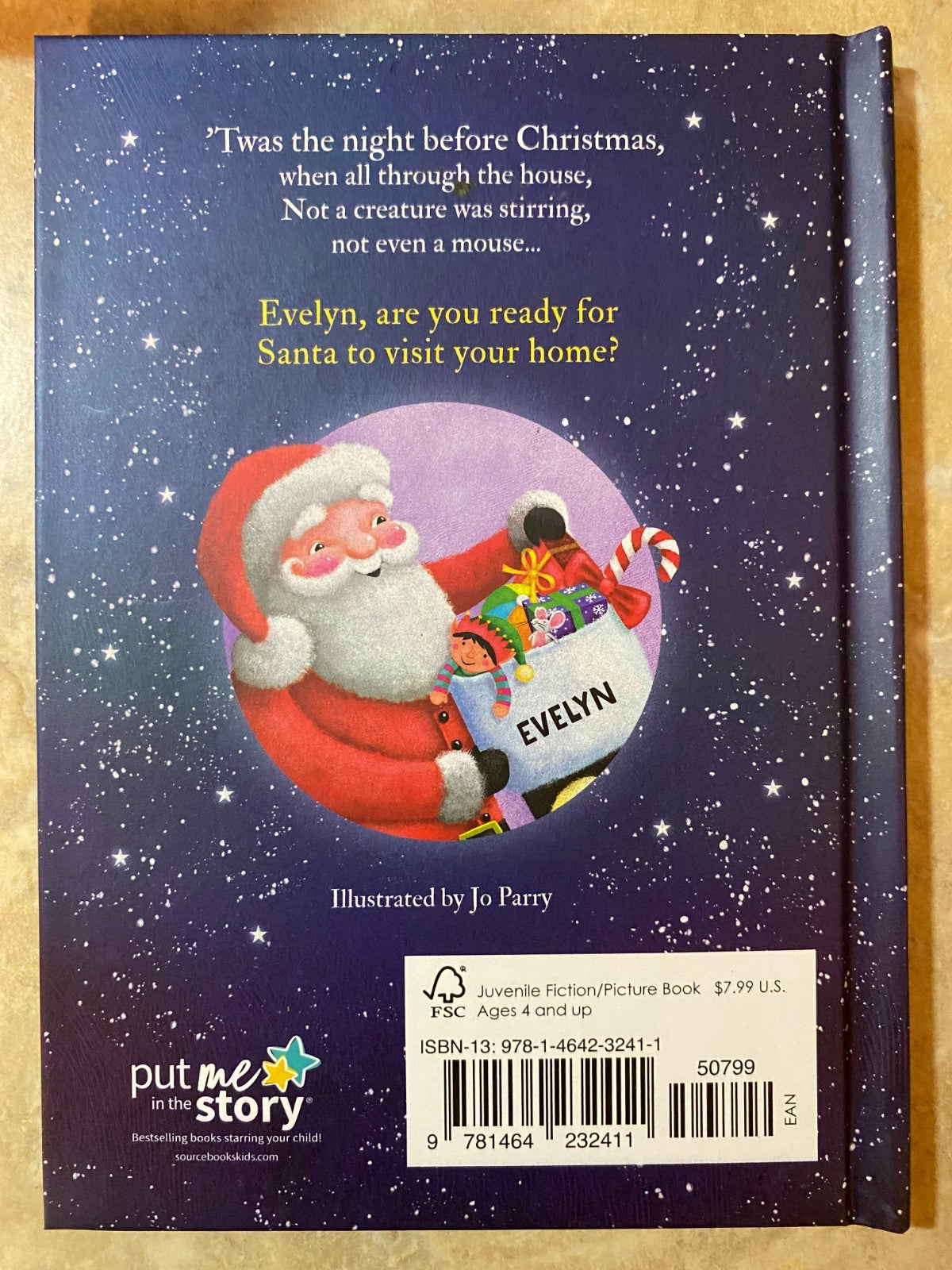 'Twas The Night Before Christmas Hardcover Book Personalized Name (Evelyn)