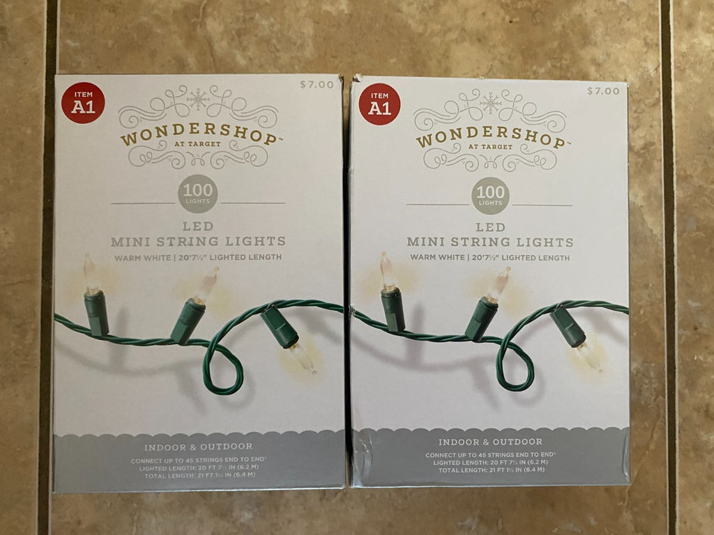100 Ct Mini String Lights/Warm White 20ft & 7" and 1/2  in Lighted Length
