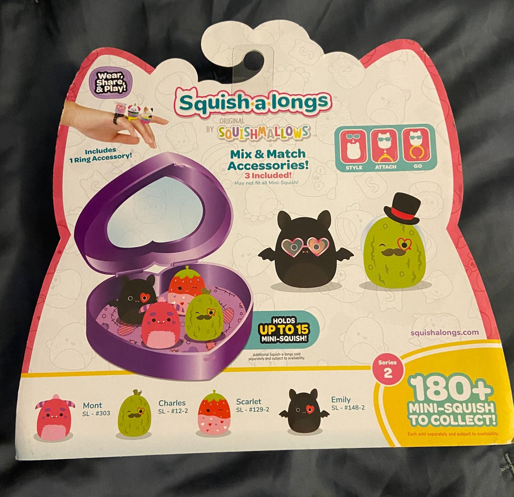 Squishalongs Squishmallows Series 2 New in Box 4 mini-Squish plus Case and Ring