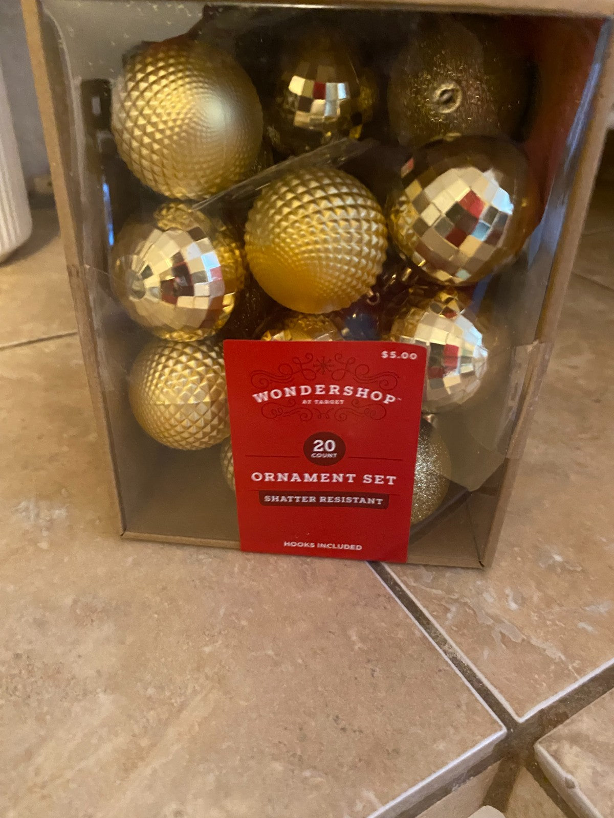 Wondershop - Christmas Gold Color Shatter Resistant Ornament Set 20ct