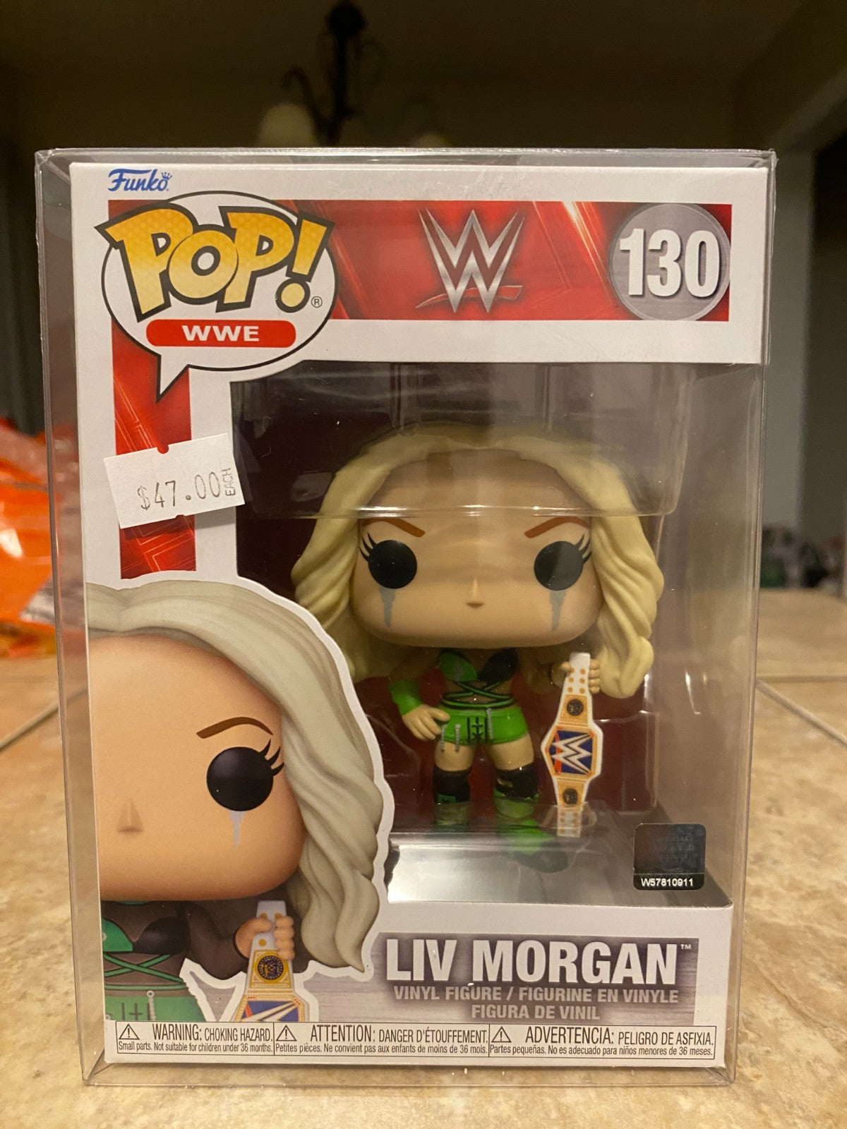 Funko Pop WWE Liv Morgan #130 Figure with Championship Belt w Soft Protector