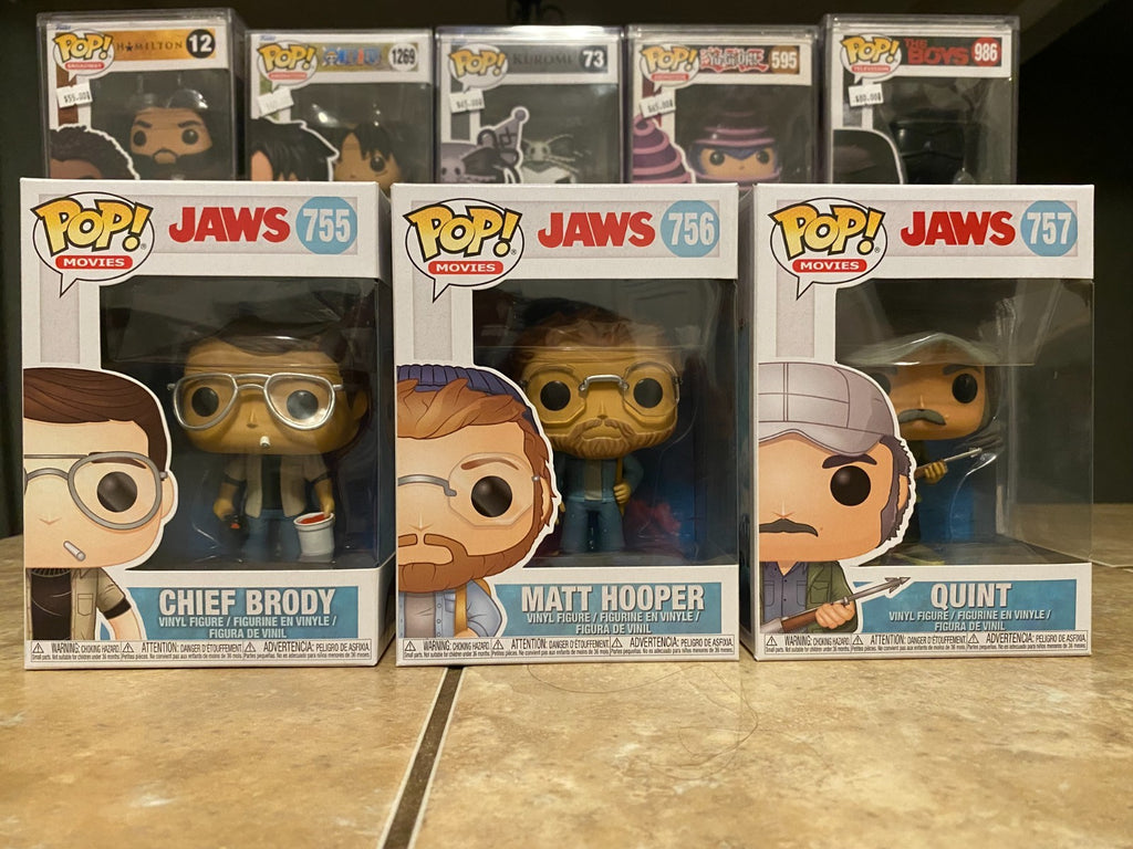 Funko Pop! Movies: Jaws Cast Set of 3 Figures 755-757 w Protectors