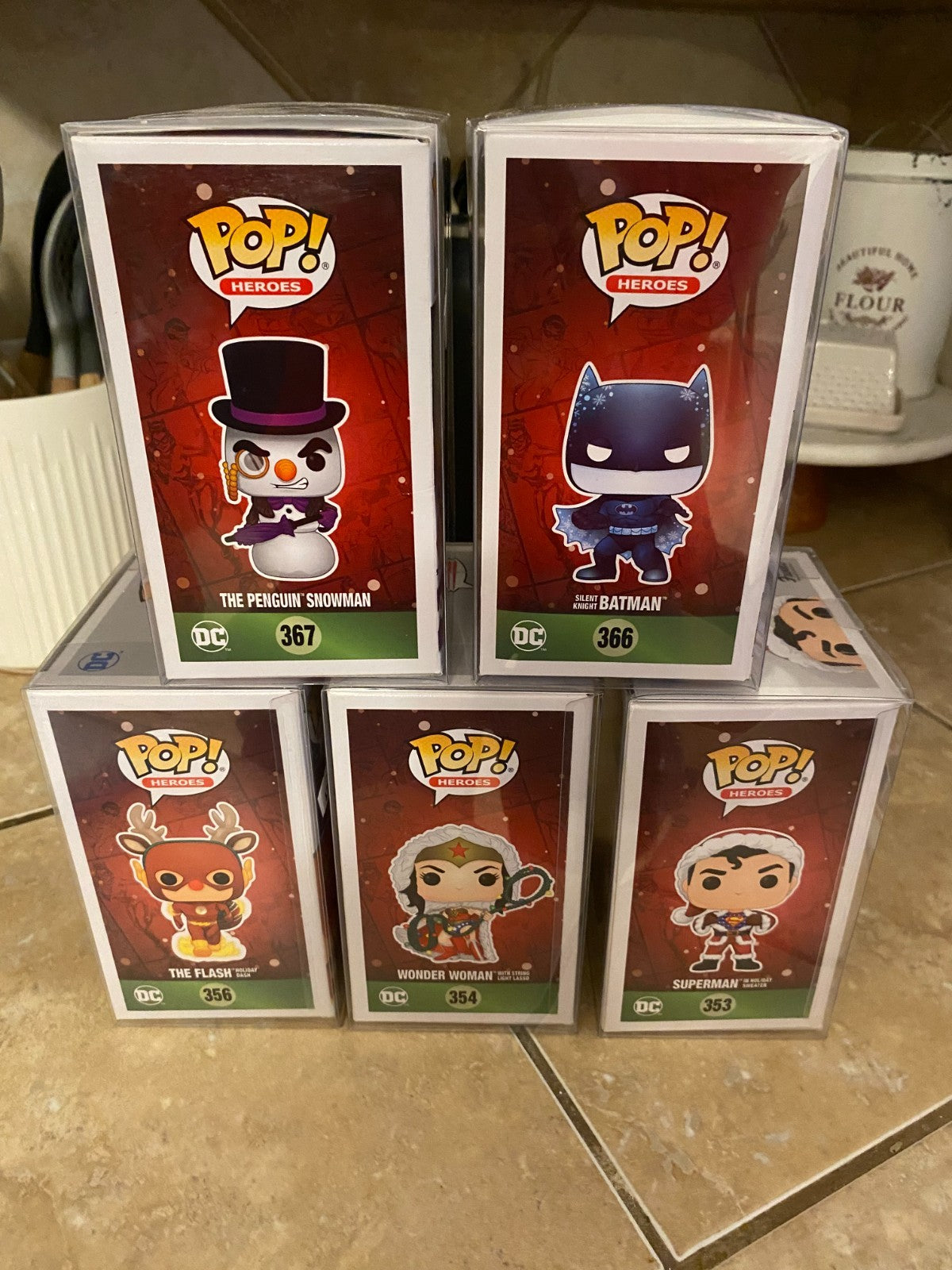 Funko Pop! DC Christmas Super Hero 5pc Set w Protectors