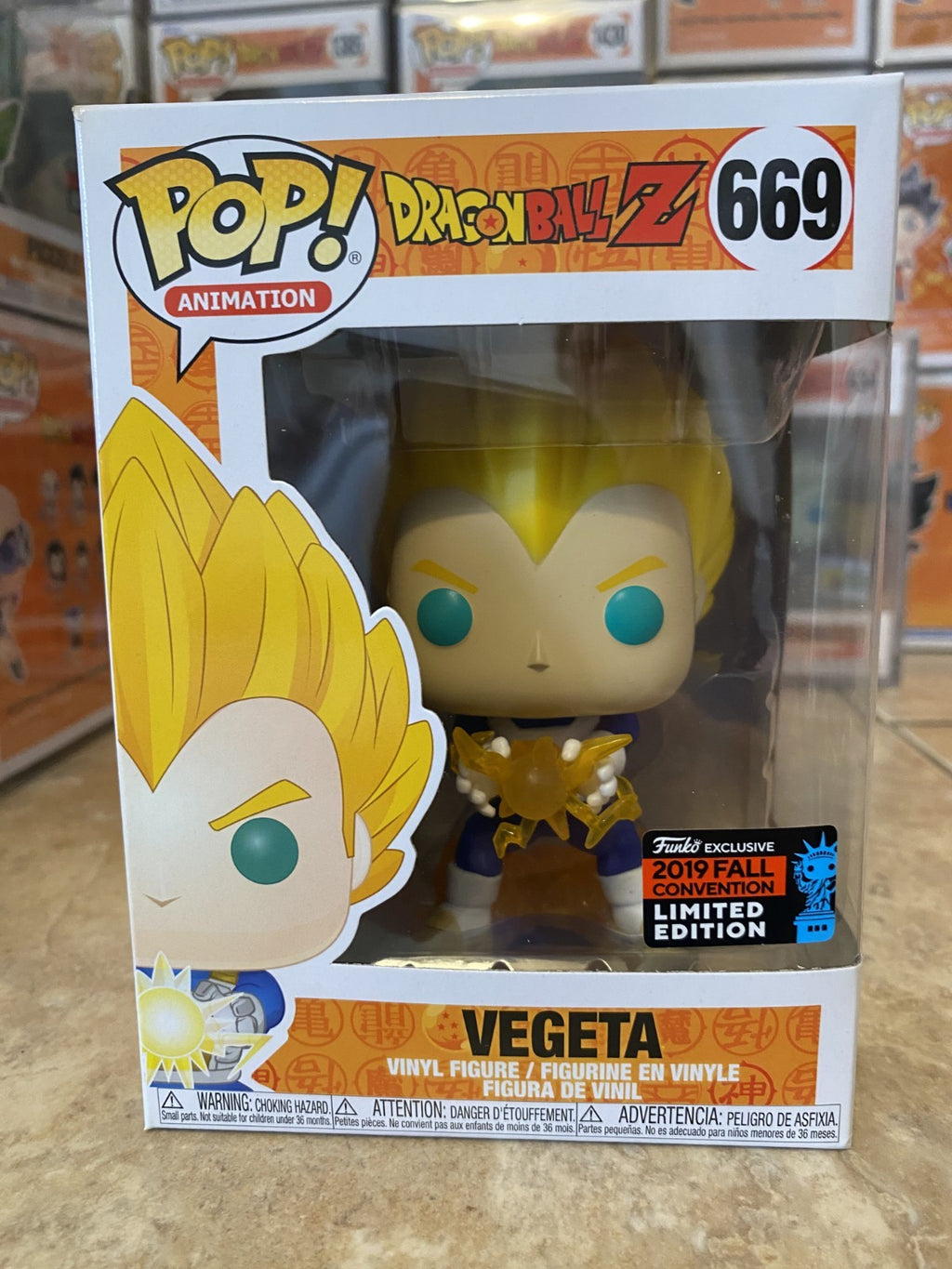 Funko Pop Dragon Ball Z #669 Vegeta 2019 NYC Fall Convention LE w Protector