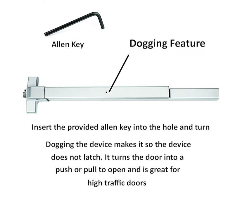 Dynasty Hardware Push Bar Panic Exit Device for Emergency Exit Doors Aluminum