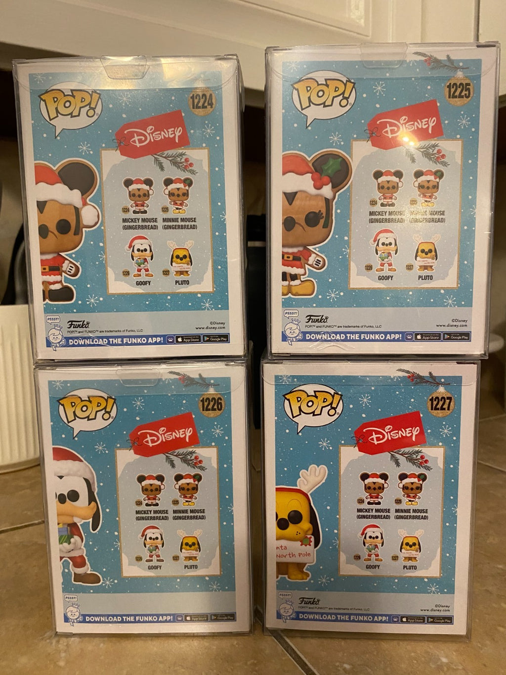 Funko Pop! Disney Christmas Set of 4 Figures #1224-1227 with Protectors