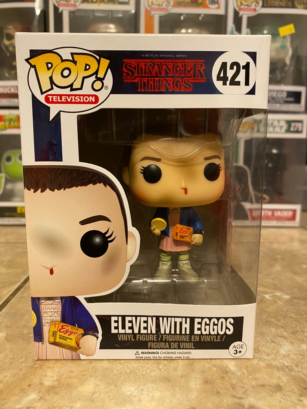 Stranger Things Eleven with Eggos # 421 Vinyl Figure Funko Pop w Protector