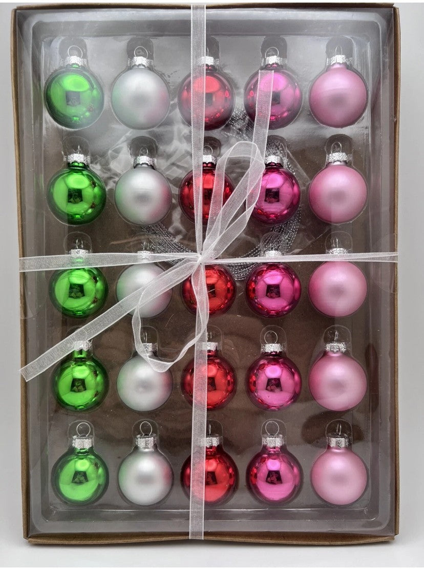 25 Count of 1.5" Glass Christmas Feather Tree Ornaments