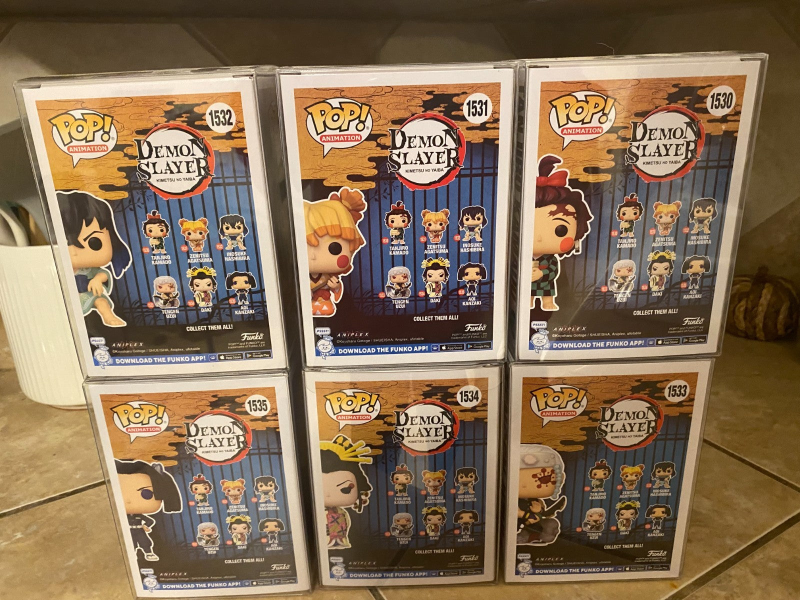 Funko Pop! Demon Slayer Set of 6 Figures 1530-1535 w Protectors