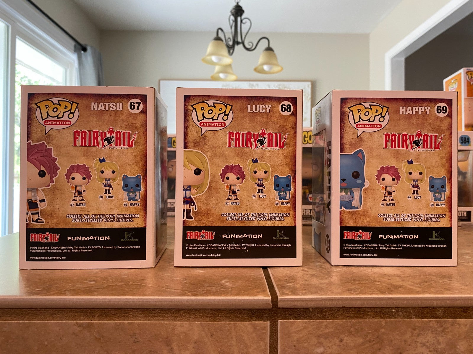 Fairy Tail Funko Lot #67 Natsu, #68 Lucy & #69 Happy Hot Topic Ex. Set