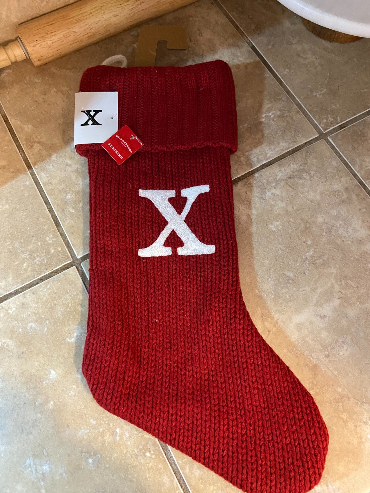 Wondershop Cable Knit Monogram Stocking (Red/White Letter X) X-mas