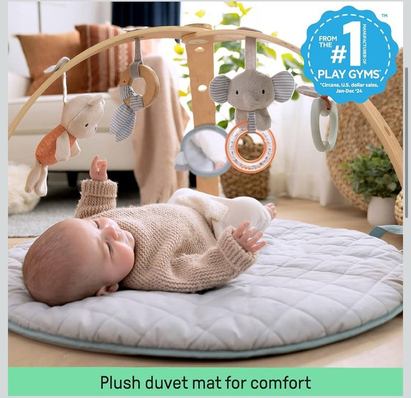 Ingenuity Cozy Spot Reversible Duvet Activity Gym Play Mat Wooden Toy Bar NIB