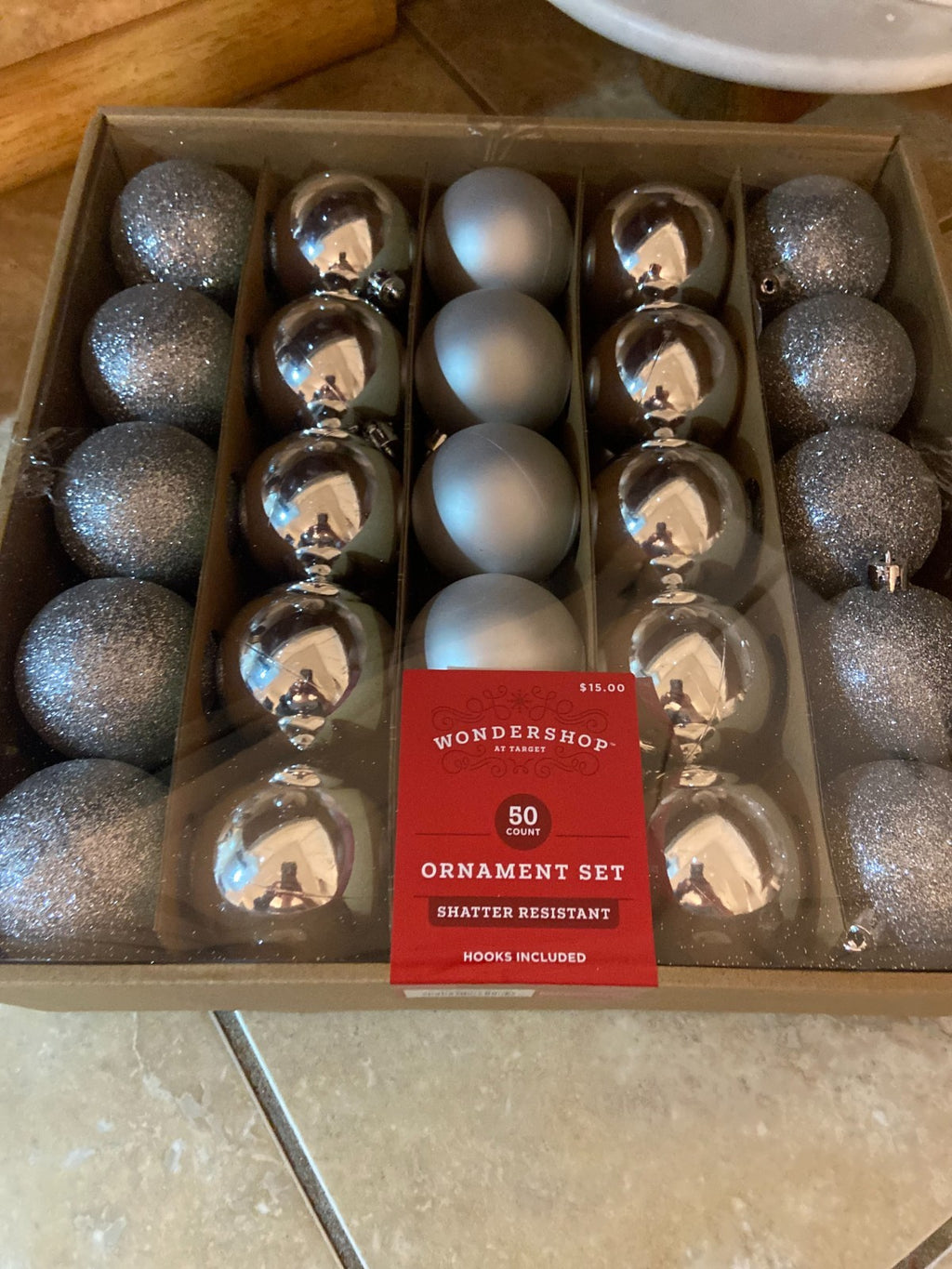 Wondershop Set of 50 Shatterproof Ornaments w/Hooks - Silver