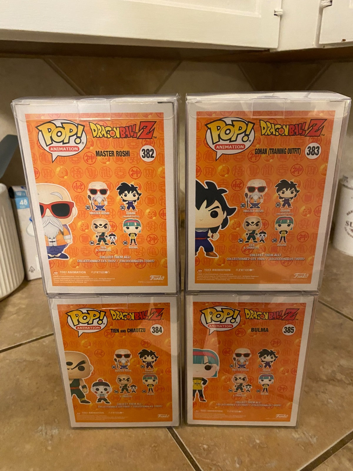 Funko Pop! Dragon Ball Z Common Set of 4 Figures #382- #385 w Protectors