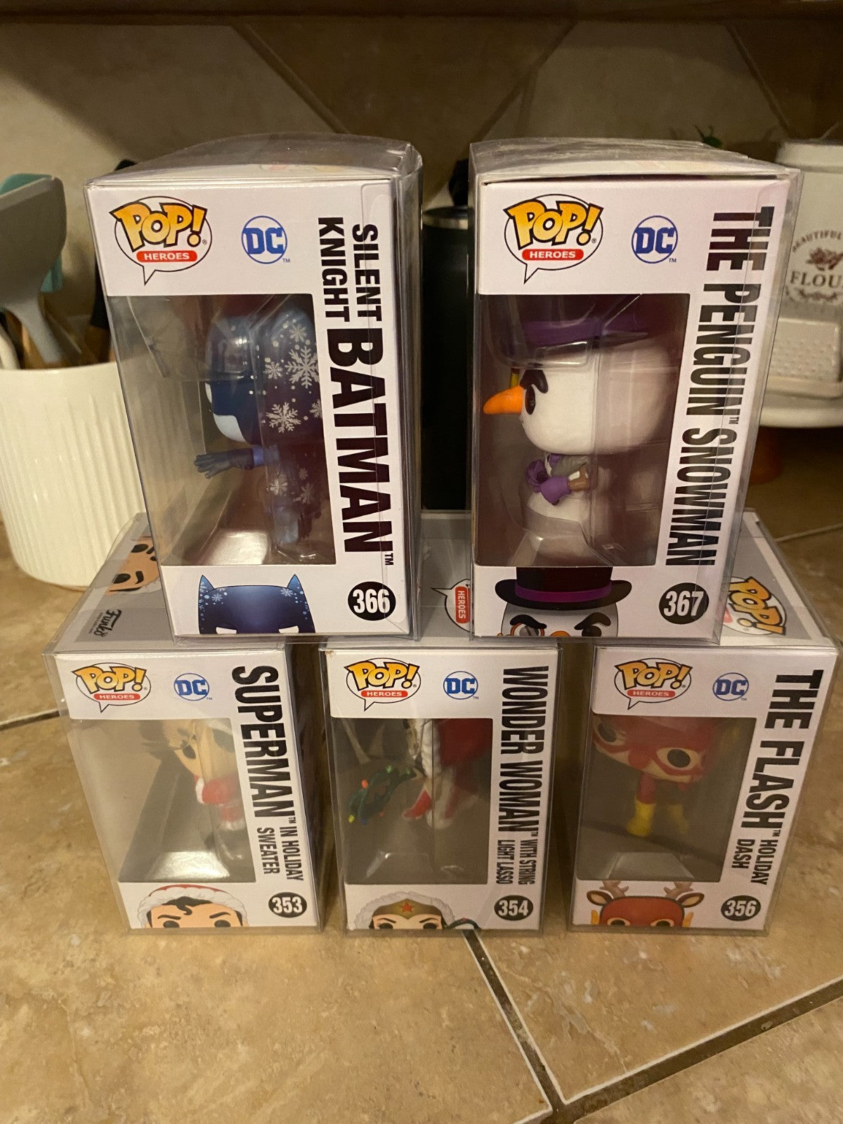 Funko Pop! DC Christmas Super Hero 5pc Set w Protectors