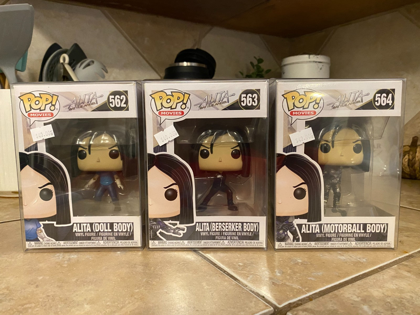 Funko POP! Movies Alita: Battle Anget 3 pc Set 562-564 w Protectors