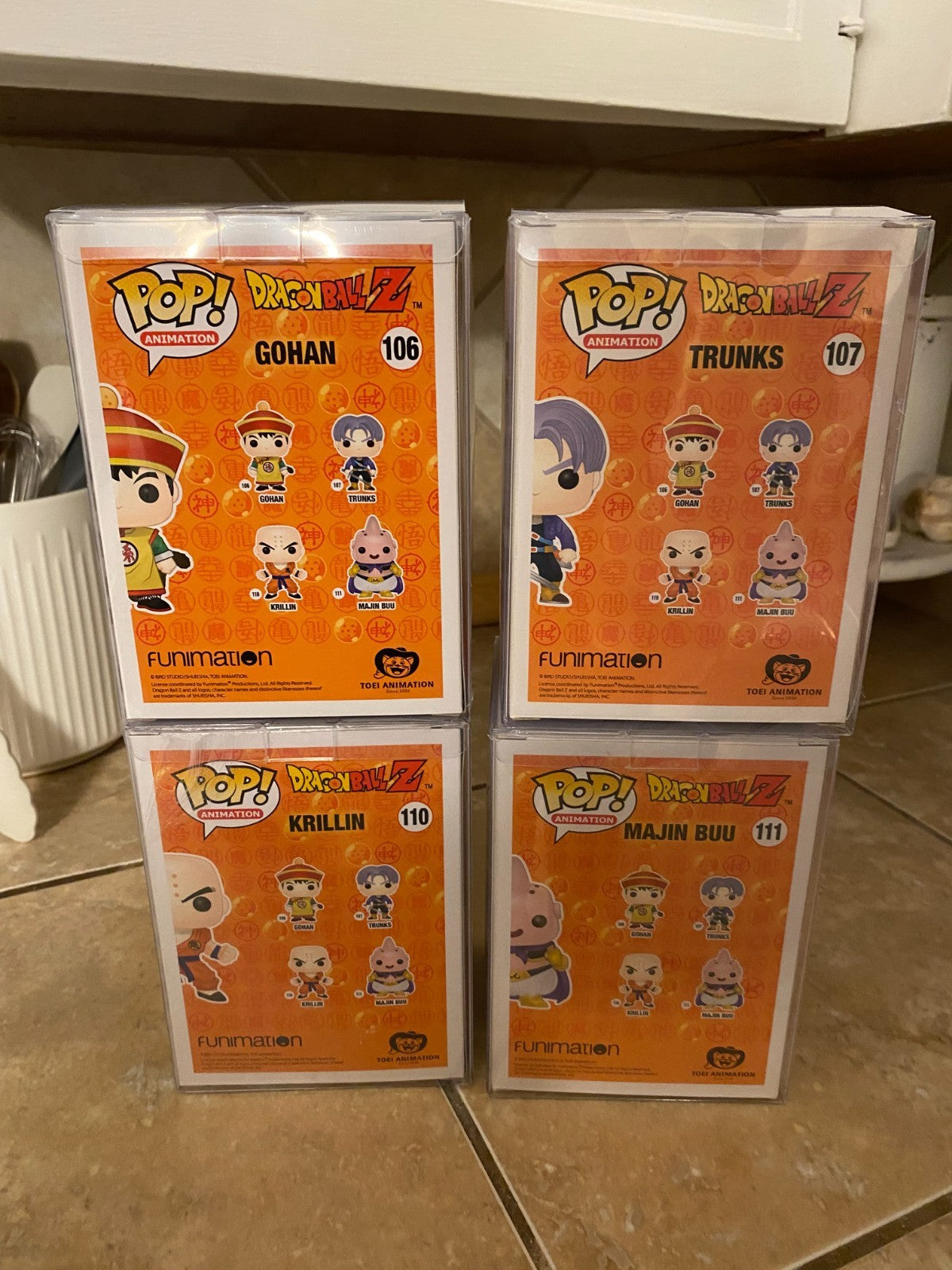 Funko Pop! Dragon Ball Z Common Set of 4 Figures #106- #111 w Protectors