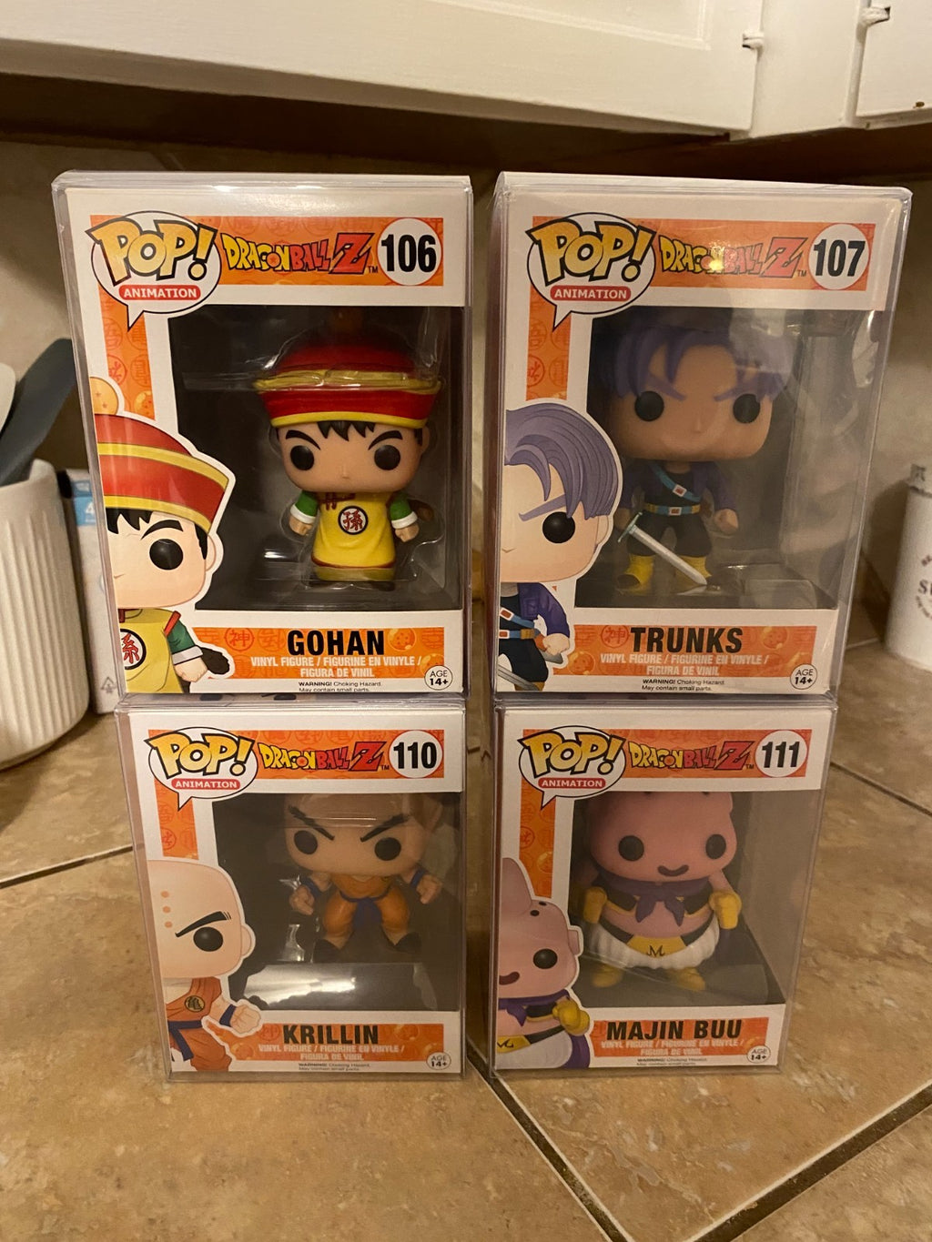 Funko Pop! Dragon Ball Z Common Set of 4 Figures #106- #111 w Protectors
