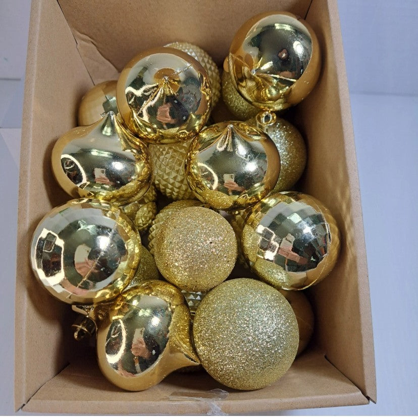 Wondershop - Christmas Gold Color Shatter Resistant Ornament Set 20ct
