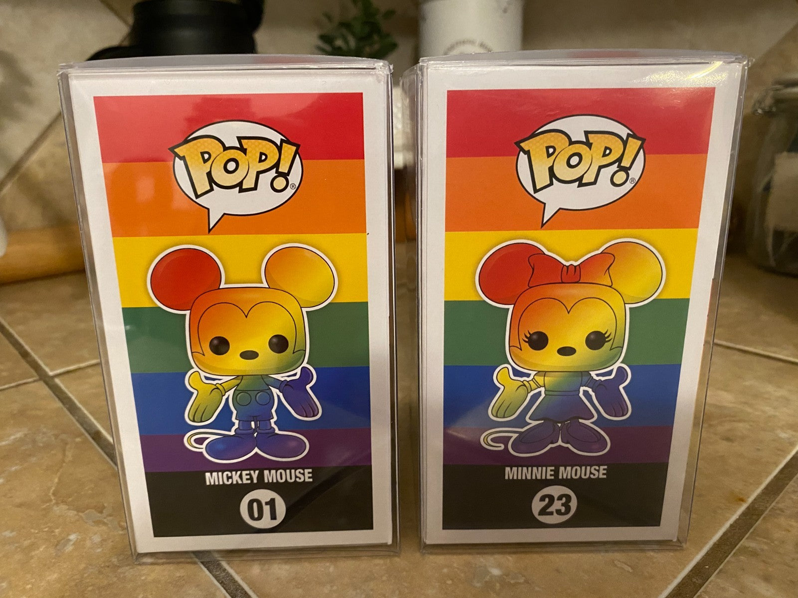 Mickey Mouse Pop #01 & Minnie Mouse Pop #23 Funko Pop Set Exclusive Pride Pops