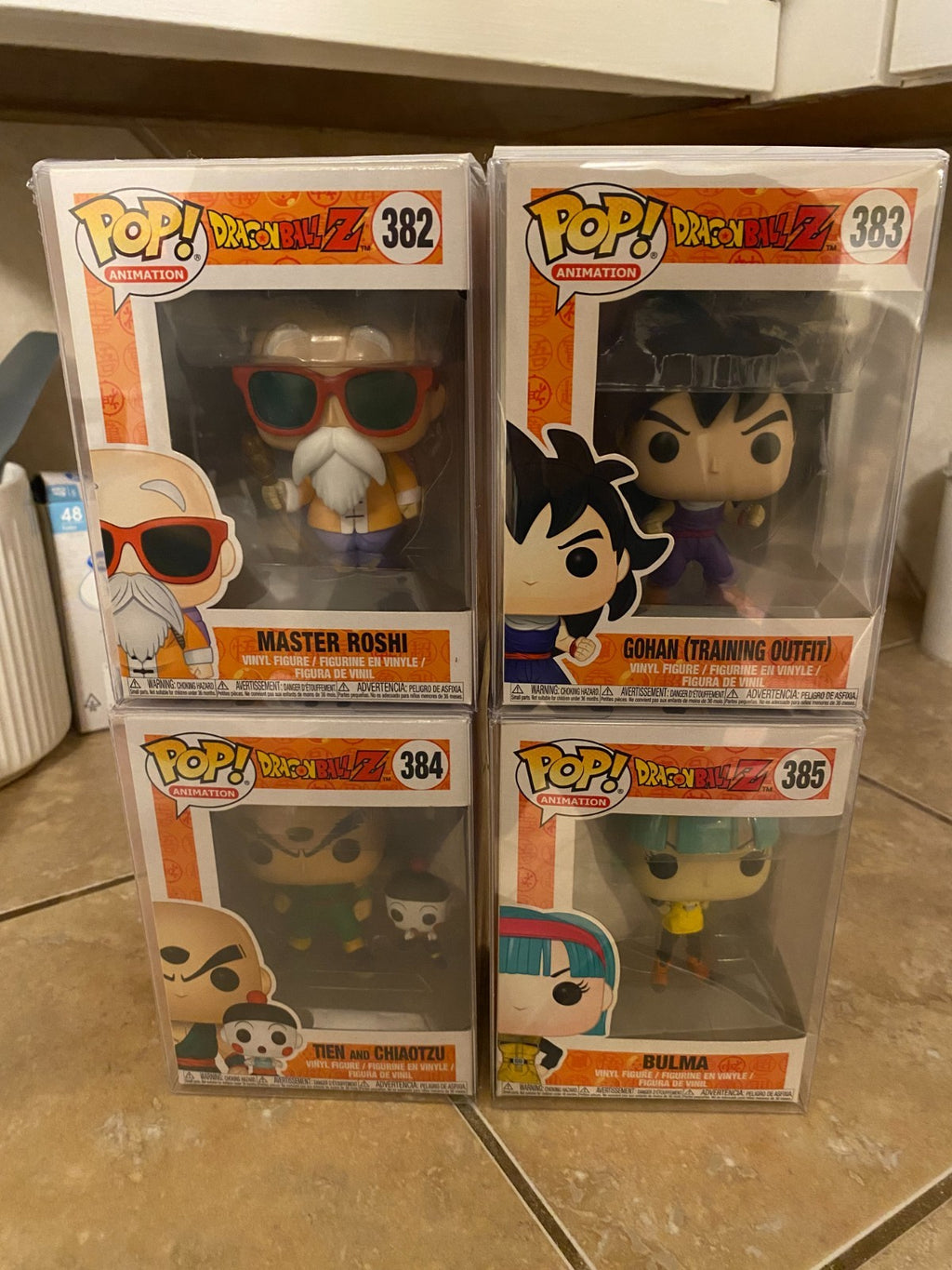 Funko Pop! Dragon Ball Z Common Set of 4 Figures #382- #385 w Protectors