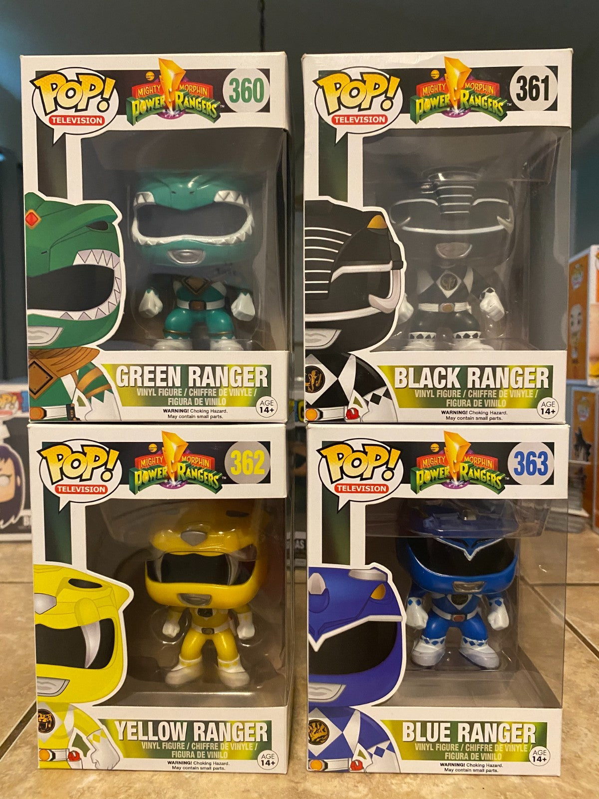 Funko Pop! Mighty Morphin Power Rangers Set #360 thru #363 with Soft Protectors