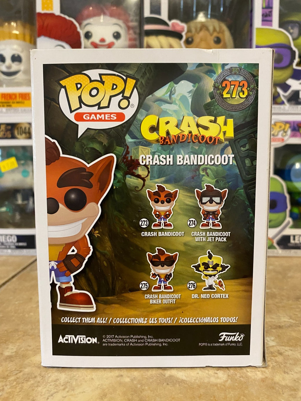 FUNKO POP! GAMES: GREY CRASH BANDICOOT # 273 LIMITED CHASE EDITION w PROTECTOR
