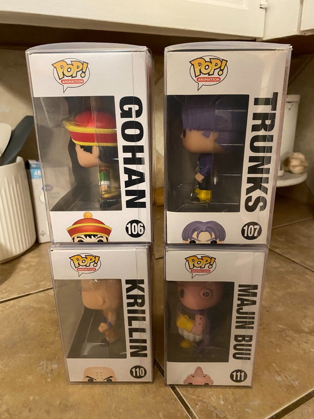 Funko Pop! Dragon Ball Z Common Set of 4 Figures #106- #111 w Protectors