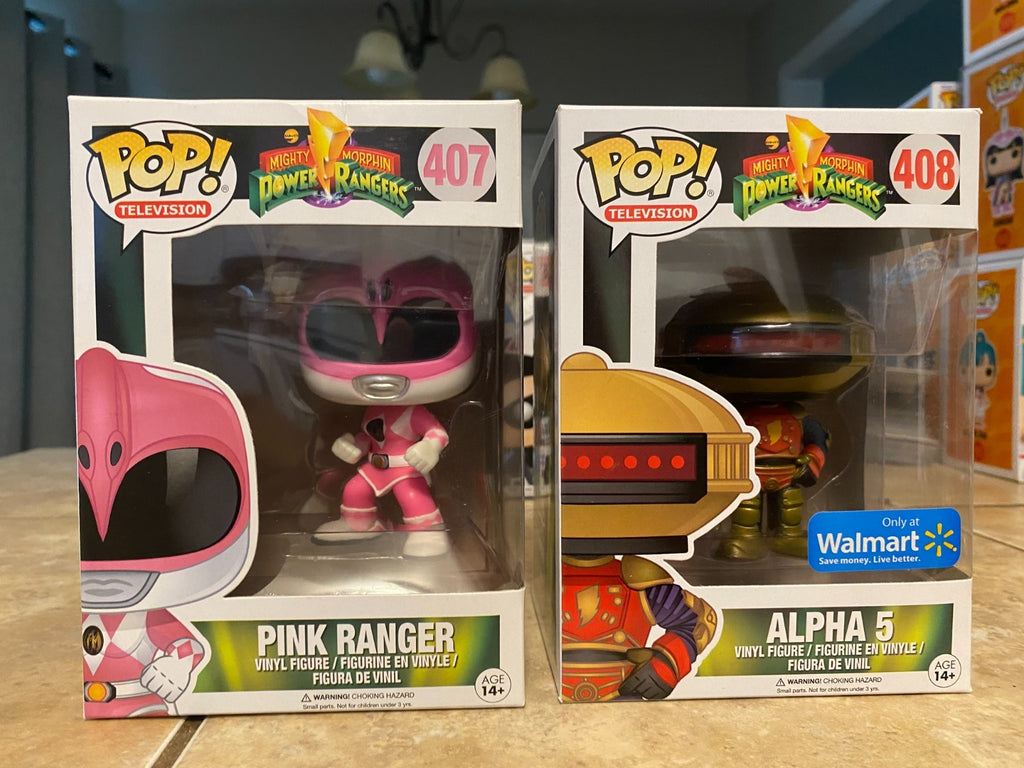 Funko Pop! Mighty Morphin Power Rangers Set #405 thru #408 with Soft Protectors