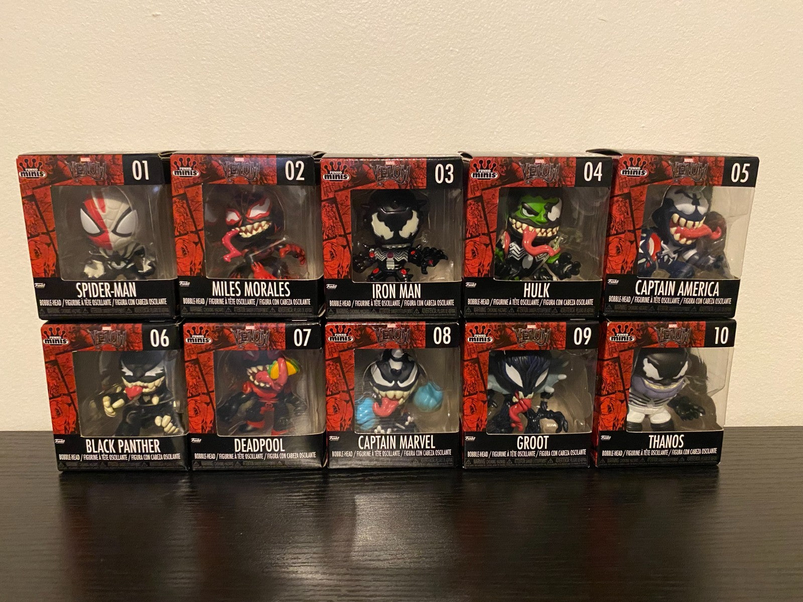 Funko Minis Marvel Venomized Lot Of 10 & Display Box,in Great Condition
