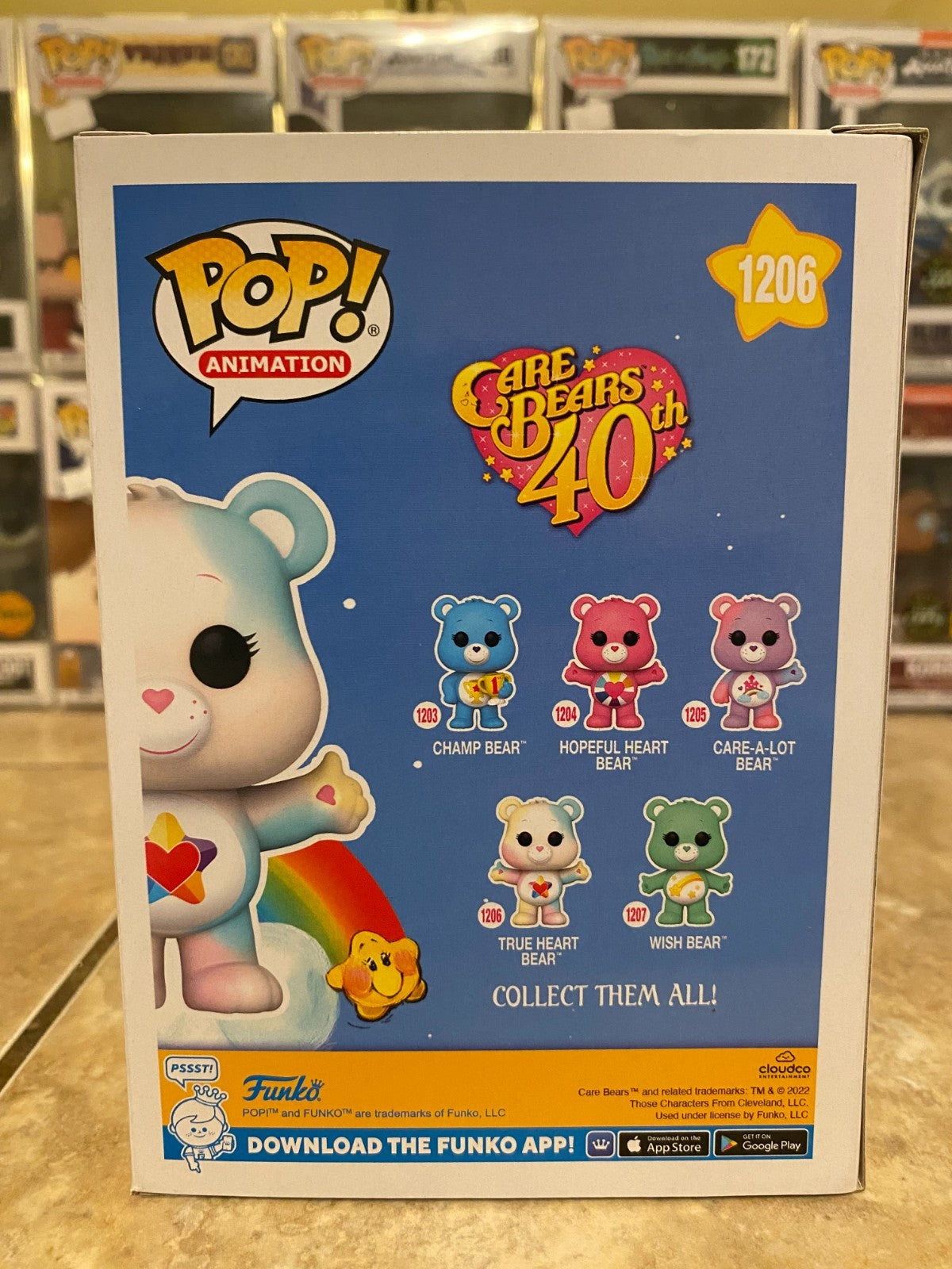 Funko POP! Animation Care Bears 40th TRUE HEART BEAR #1206 CHASE w/Box Protector