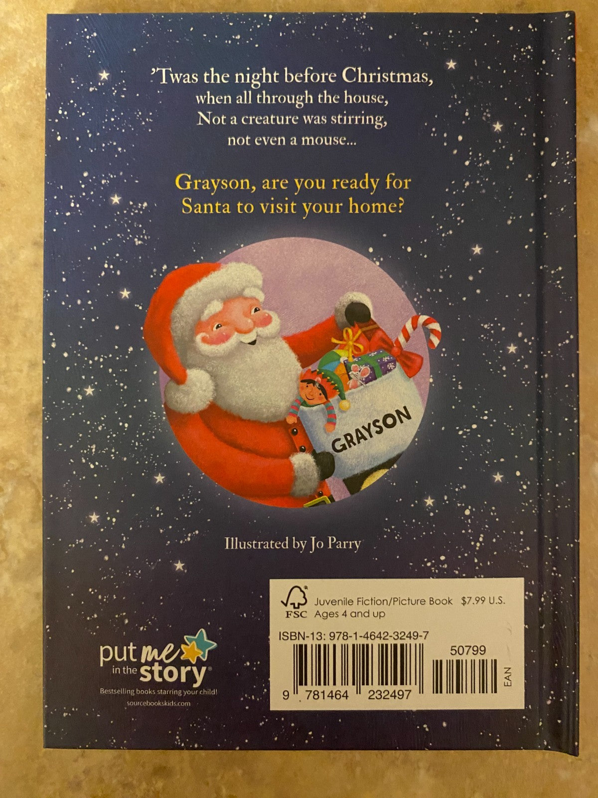 'Twas The Night Before Christmas Hardcover Book Personalized Name (Grayson)