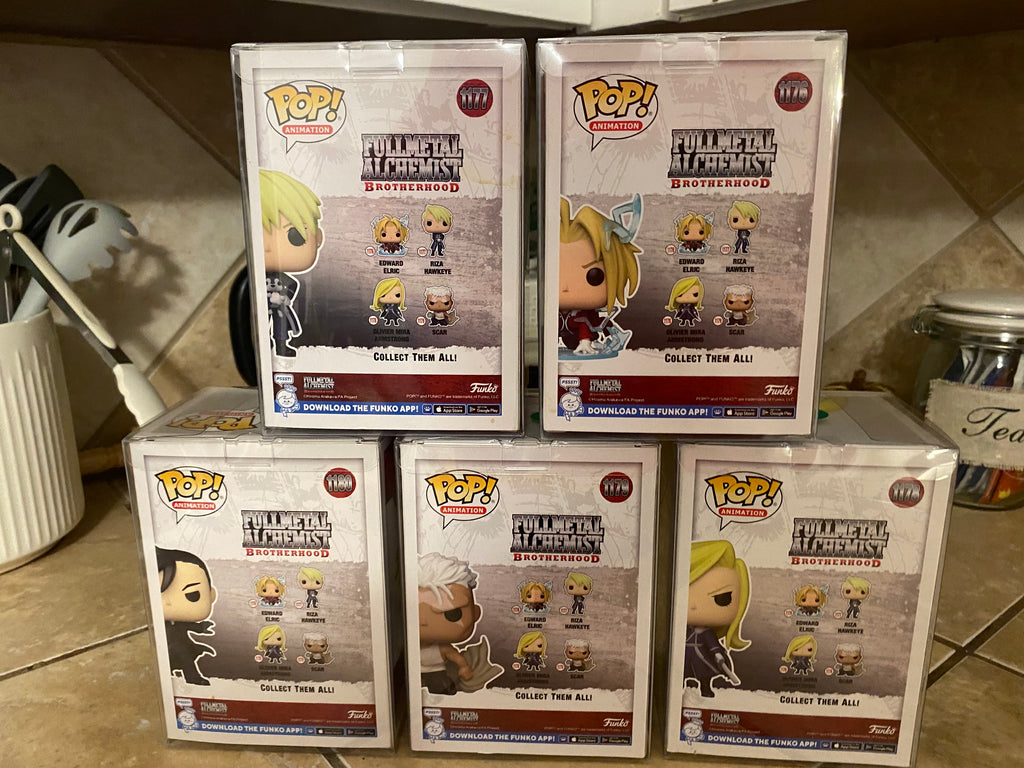 Funko Pop! Full Metal Alchemist/Brotherhood Set #1176 thru #1180 w Protectors